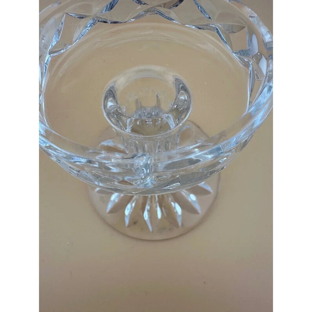 Vintage Christmas Cut Etched Glass Crystal Fairy Lamp Hurricane Candle Holder
